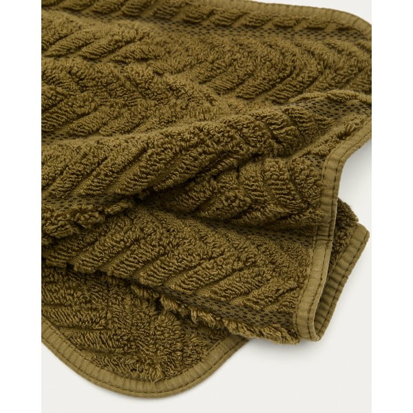 Žalios spalvos iš frote audinio iš medvilnės rankšluostis 30x50 cm Rune – Kave Home-image-2