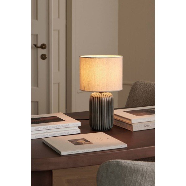 Pilkos spalvos/smėlio spalvos iš tekstilės stalinis šviestuvas (aukštis 36 cm) Mizu – Ellos Home-image-1