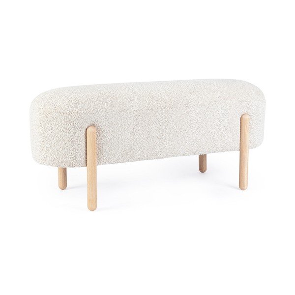 Kreminės spalvos paminkštinto audinio suolas iš boucle Dayla – Bizzotto-image-2