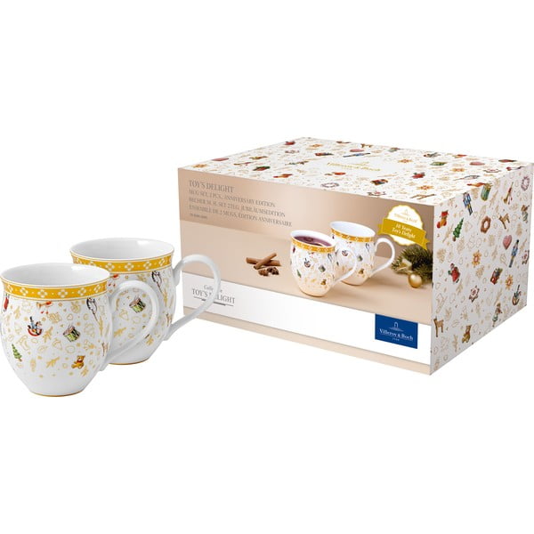 2 baltų porcelianinių puodelių su Kalėdų motyvais rinkinys Villeroy & Boch