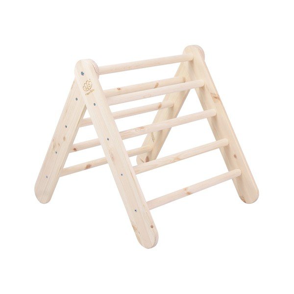 Natūralios spalvos laipiojimo trikampis iš pušies masyvo 60x60x60 cm Montessori – Meowbaby