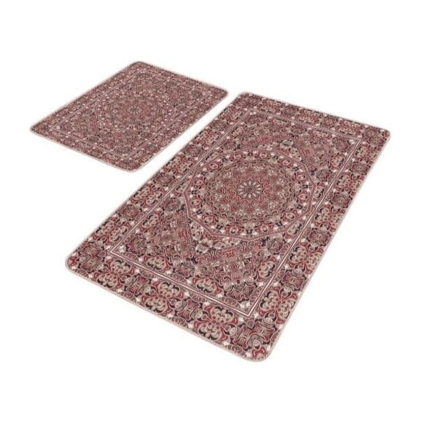 Rudos spalvos iš velveto vonios kilimėliai 2 vnt. 60x100 cm – Mila Home