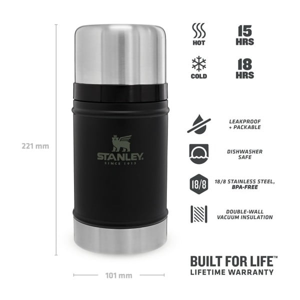 Juodos spalvos iš nerūdijančio plieno maistui termosas 700 ml Legendary Classic Black – Stanley-image-4