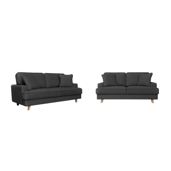 2 tamsiai pilkos spalvos sofų dviems ir trims asmenims rinkinys Cosmopolitan design Madrid