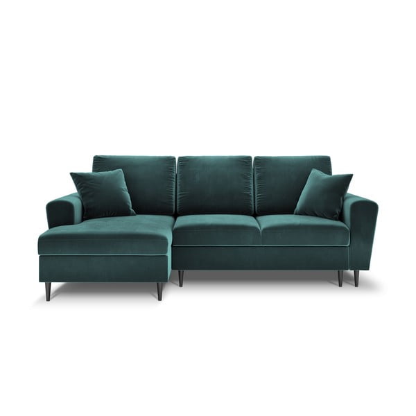 Smaragdinės spalvos iš velveto sulankstoma/su sandėliavimo vieta kampinė sofa (su kairiuoju kampu/su gultu) Kyoto – Cosmopolitan Design