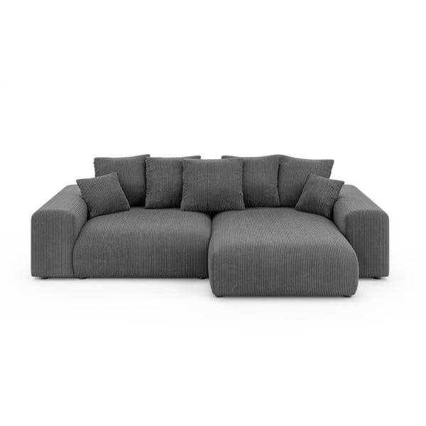 Pilkos spalvos iš kordinio velveto sulankstoma/su sandėliavimo vieta kampinė sofa (kintama) Luma – Ropez