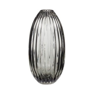 Pilkos spalvos stiklinė vaza Hübsch Smoked, 30 cm aukštis