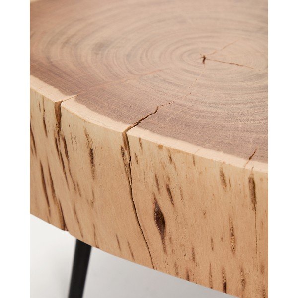 Natūralios spalvos apvalios formos kavos staliukas su akacijos stalviršiu 49x47 cm Tanive – Kave Home-image-4