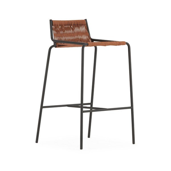 Terakotos spalvos iš metalo baro taburetė (sėdynės aukštis 65 cm) Emily – Marckeric