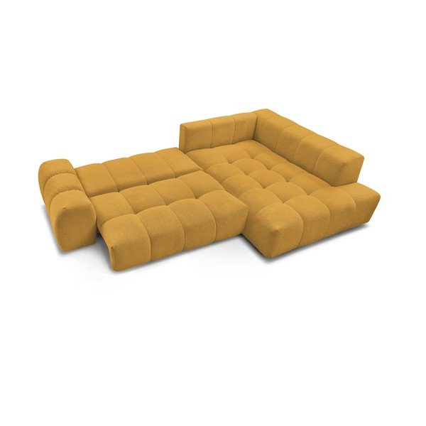 Garstyčių spalvos iš šenilinio audinio sulankstoma/su sandėliavimo vieta kampinė sofa (su dešiniuoju kampu/„L“ formos) Everest – Bobochic Paris-image-4