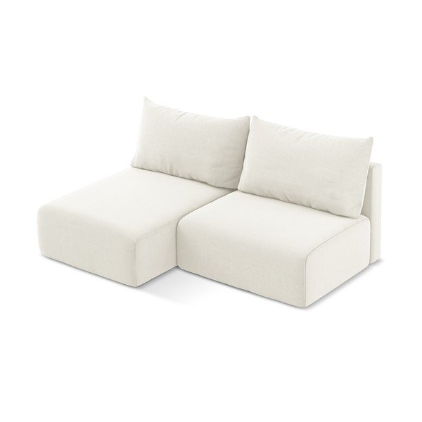 Kreminės spalvos sulankstoma/su sandėliavimo vieta kampinė sofa iš velveto (su kairiuoju kampu/su gultu) Kalena – Makamii-image-3