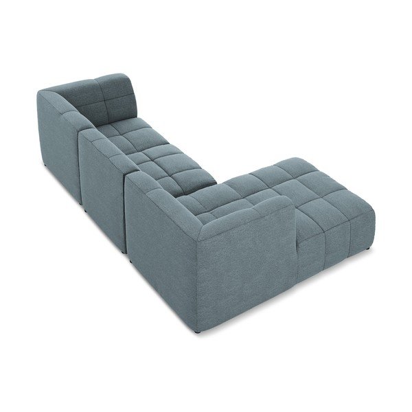 Mėlynos spalvos kampinė sofa iš boucle (su kairiuoju kampu/su gultu) Aloha – Makamii-image-4