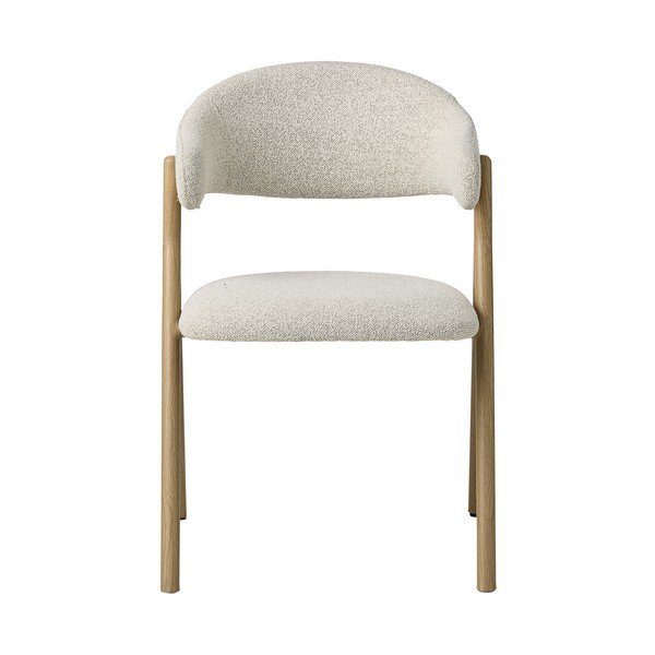 Kreminės spalvos/natūralios spalvos iš audinio valgomojo kėdė su porankiais Frances – Unique Furniture-image-3