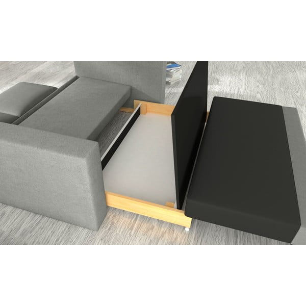 Šviesiai pilkos spalvos iš velveto sulankstoma/su sandėliavimo vieta sofa 151 cm Wave – ELTAP-image-2