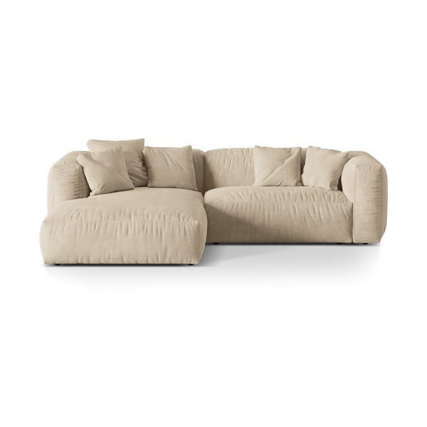 Smėlio spalvos iš velveto modulinė kampinė sofa (su kairiuoju kampu/su gultu) Martina – Micadoni
