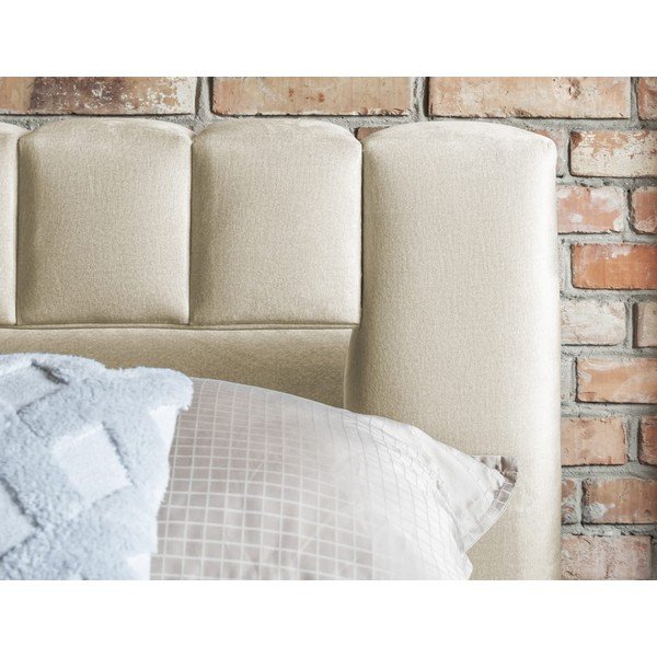 Smėlio spalvos dvigulė lova dengta audiniu su sandėliavimo vieta su lovos grotelėmis 140x200 cm Lamica – ELTAP-image-4