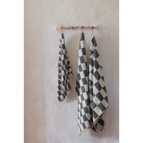 Antracito spalvos/smėlio spalvos iš frote audinio iš organiškos medvilnės vonios rankšluostis 70x133 cm Retro – Mette Ditmer Denmark-image-1