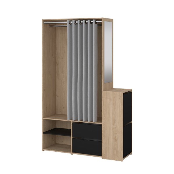 Koridoriaus baldas juodos spalvos/natūralios spalvos iš ąžuolo Kit – Tvilum-image-2