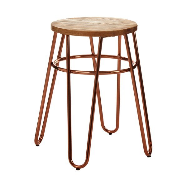Natūralios spalvos/rožinio aukso spalvos iš guobos masyvo taburetė District – Premier Housewares