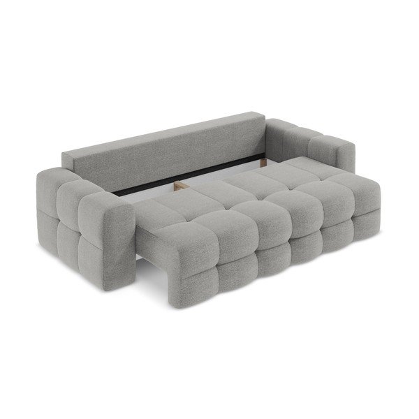 Pilkos spalvos iš boucle sulankstoma sofa 255 cm Milu – Makamii-image-4