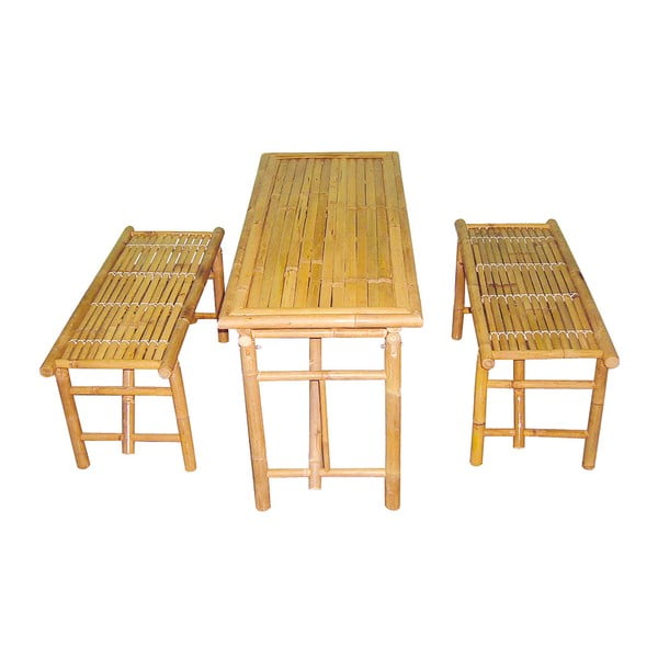 "Leitmotiv" stalo ir 2 suolų rinkinys iš bambuko