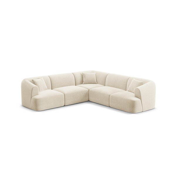 Smėlio spalvos kampinė sofa iš velveto Campi – Cosmopolitan Design-image-2