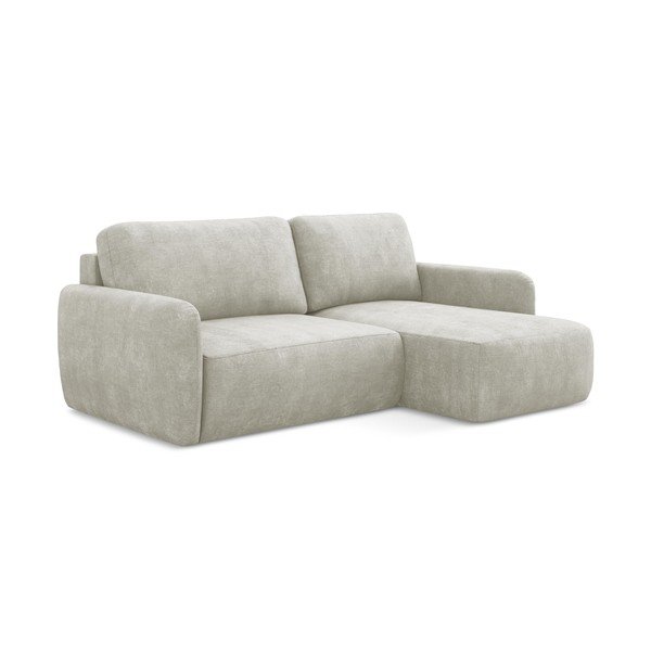 Kreminės spalvos iš šenilinio audinio sulankstoma/su sandėliavimo vieta kampinė sofa (su dešiniuoju kampu/su gultu) Lilo – Makamii-image-3