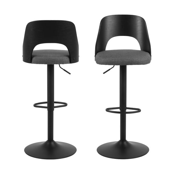 Tamsiai pilkos spalvos reguliuojamo aukščio baro taburėtės 2 vnt. (sėdynės aukštis 84 cm) Lucy – Actona-image-3