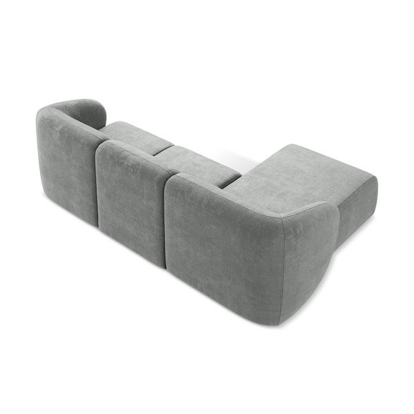 Pilkos spalvos kampinė sofa iš šenilinio audinio (su kairiuoju kampu/su gultu) Lani – Makamii-image-3