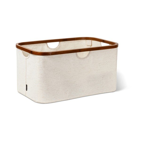 Kreminės spalvos iš tekstilės skalbinių krepšys sulankstomas Bamboo/Linen – Bigso
