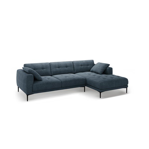 Tamsiai mėlynos spalvos kampinė sofa (su dešiniuoju kampu/su gultu) Bemy – Micadoni -image-1