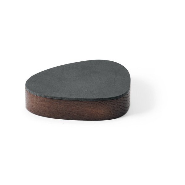 Antracito spalvos/rudos spalvos iš medžio/iš eko odos daiktadėžė su dangčiu/dekoratyvinė 14x12,5x3,5 cm Curve Nupo – LIND DNA