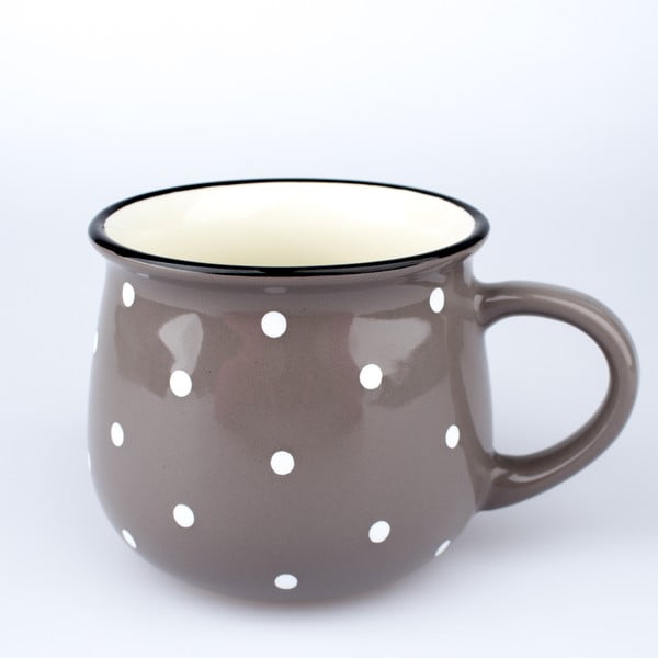 Pilkas keraminis puodelis "Dakls Dots", 770 ml