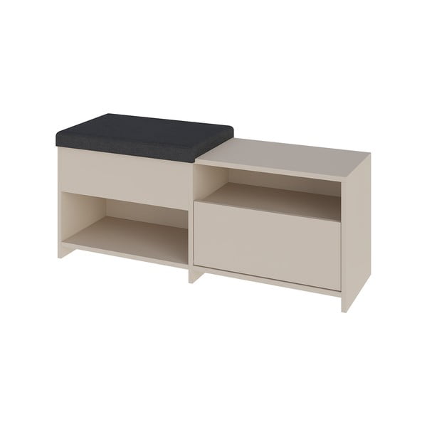 Spintelė batams kreminės spalvos su suoliuku Romi – Marckeric