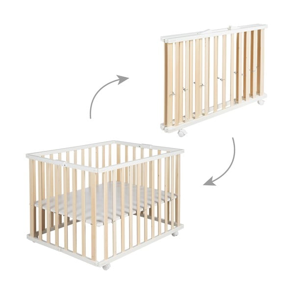 Maniežas vaikams baltos spalvos/natūralios spalvos 100x75 cm – Roba-image-3