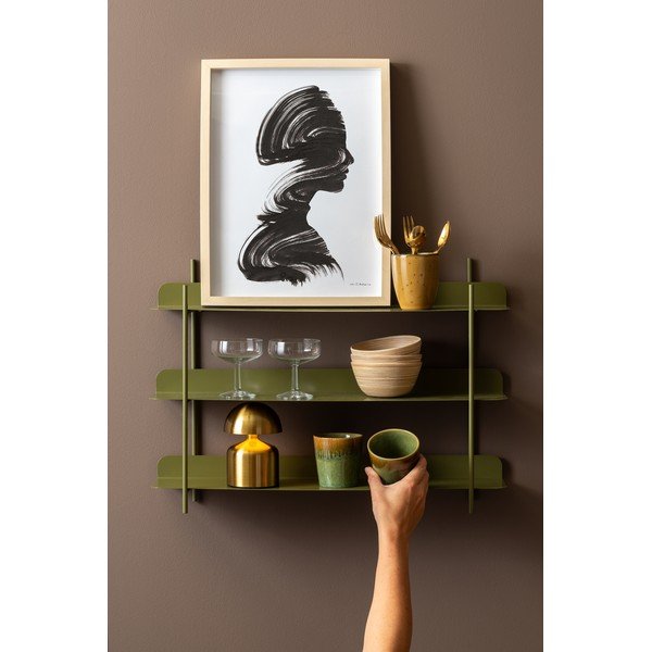 Žalios spalvos iš metalo kelių aukštų sieninė lentyna 60 cm Riqueza Tres – PT LIVING-image-1