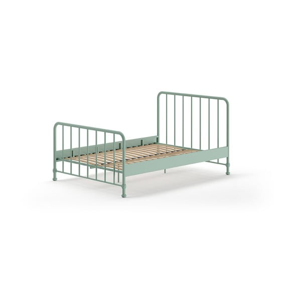 Viengulė lova iš metalo žalios spalvos su lovos grotelėmis 140x200 cm BRONXX – Vipack-image-2