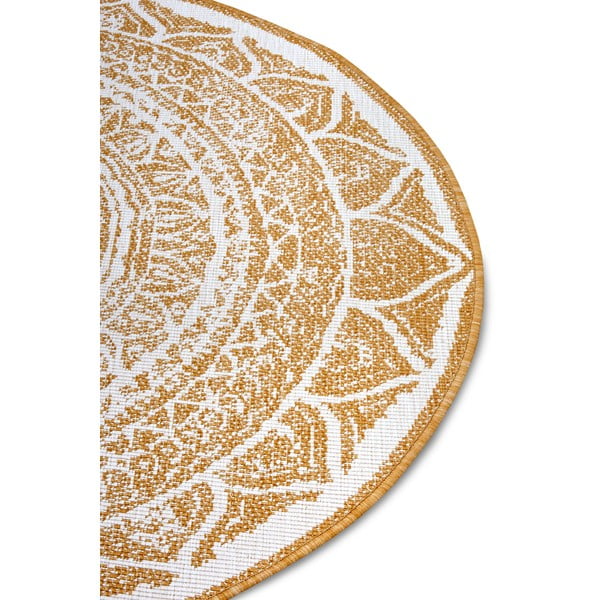 Apvalios formos lauko kilimas ochros spalvos/baltos spalvos ø 140 cm Siruma – NORTHRUGS-image-4