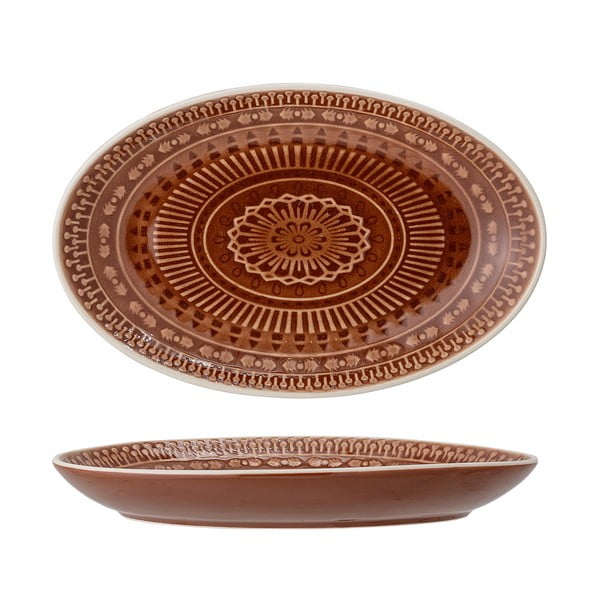 Rudos ir raudonos spalvos serviravimo lėkštė Bloomingville Rani, 22,5 x 14 cm-image-3