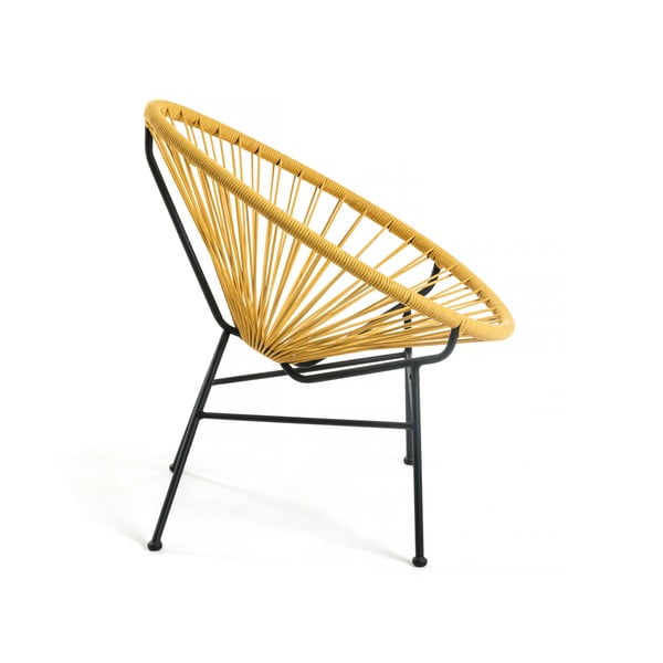 Geltonos spalvos sodo krėslas su plienine konstrukcija Kave Home Samantha-image-2