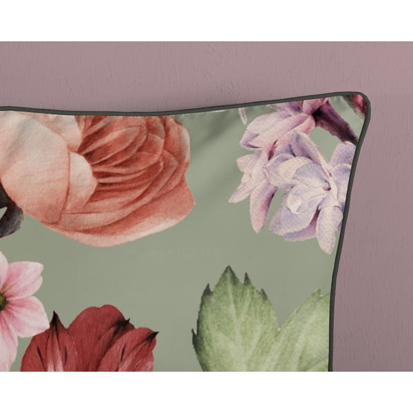 Žalios spalvos iš satino medvilnės viengulė/itin ilga patalynė 140x220 cm Fiori – Descanso-image-3