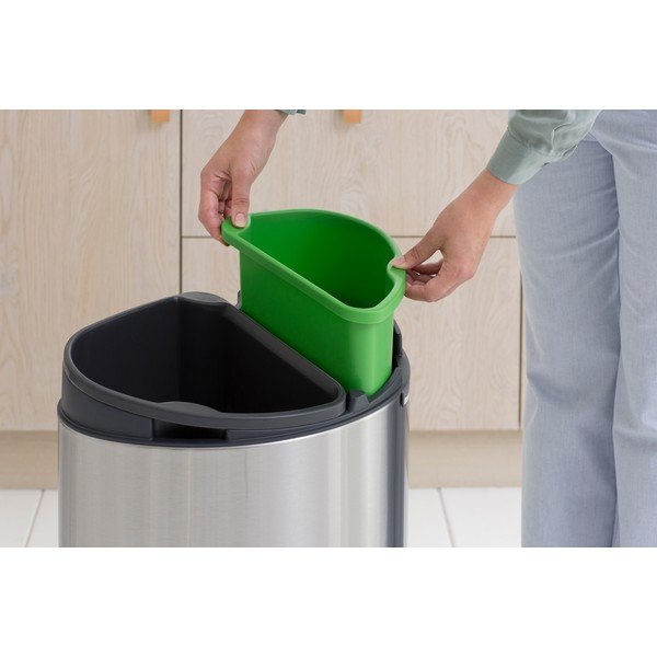 Iš plieno šiukšliadėžė matinės sidabrinės spalvos rūšiavimui/galima atidaryti palietus 33 l Touch Bin Recycle – Brabantia-image-4