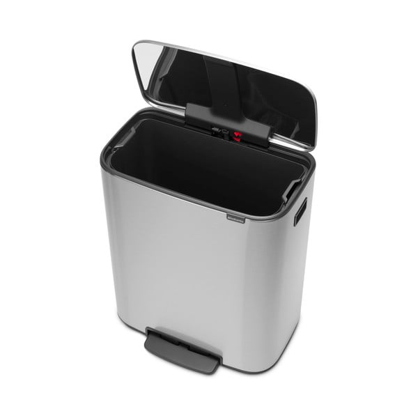 Iš plieno šiukšliadėžė matinės sidabrinės spalvos su pedalu 60 l Bo – Brabantia