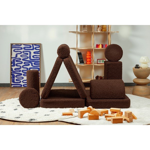 Tamsiai rudos spalvos vaikiška sofos pagalvėlė iš boucle Warm Hazel – Wigiwama-image-2