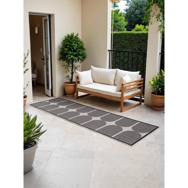 Juodos ir baltos spalvos lauko kilimas 80x250 cm Duet Bowen – NORTHRUGS-image-2