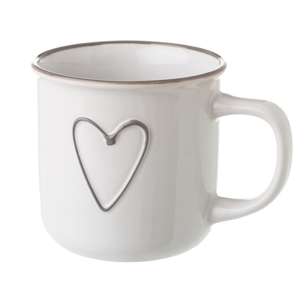 Baltas keraminis puodelis "Unimasa Heart", 325 ml