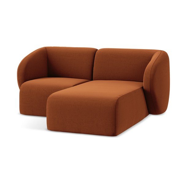 Terakotos spalvos kampinė sofa iš velveto (su dešiniuoju kampu/su gultu) Lani – Makamii-image-4