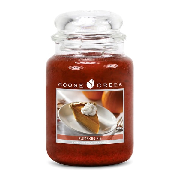Kvapnioji žvakė stikliniame indelyje "Goose Creek Pumpkin Pie", 150 valandų degimo trukmė
