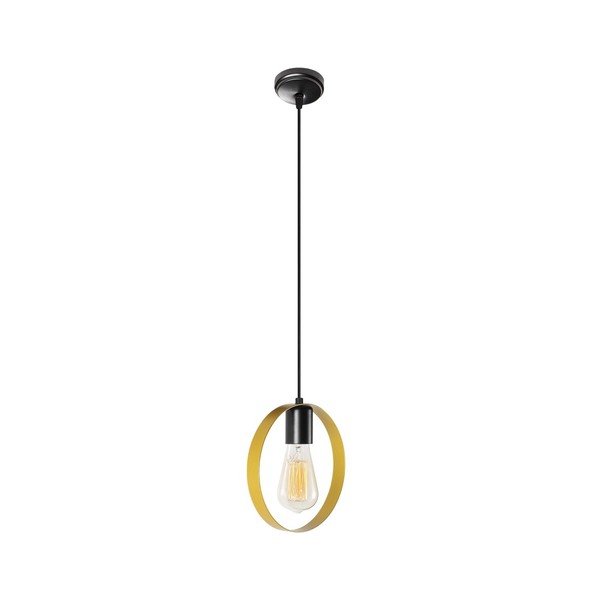Juodo metalo pakabinamas aukso spalvos šviestuvas Opviq lights Simeon-image-2