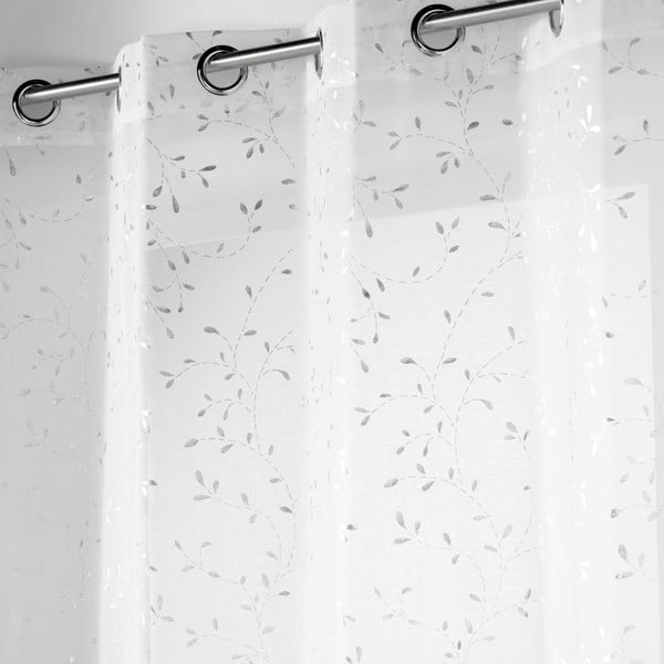 Baltos spalvos/sidabrinės spalvos iš šydo permatoma užuolaida 140x240 cm Floressia – douceur d'intérieur-image-1